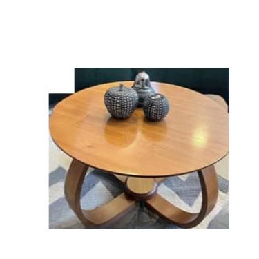 Imagem de Mesa de Centro Sala Decorativa Redonda com Vidro 60 Centímetros Pé 35 cm(LAMINADO)