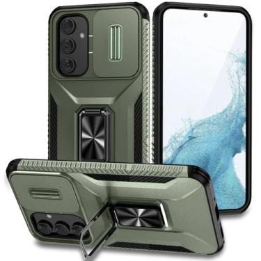 Imagem de Capa de telefone à prova de choque Armor para Samsung Galaxy A15 A05S A25 A35 A55 A54 A34 A14 5G Slide Push Window Lente Proteção Tampa traseira, verde exército, para A34 5G