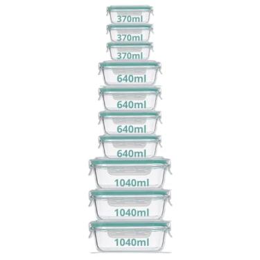 Imagem de Kit Conjunto 5/6/10 Potes Herméticos Geladeira Vidro Marmita Tampa Click Vedação Silicone Borracha (Combo 10 Potes)