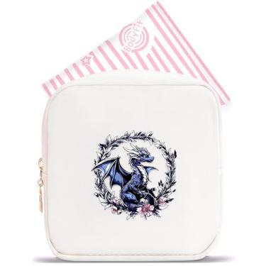 Imagem de BJDAMAI Mini bolsa de maquiagem, linda bolsa de cosméticos portátil com zíper para meninas adolescentes e crianças, pequena bolsa de armazenamento para almofada higiênica, moeda, batom, joias!, Dragão