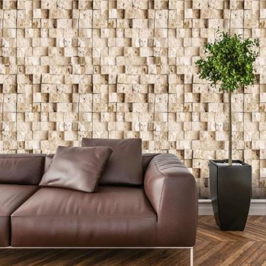 Imagem de Papel de Parede Adesivo Bloco 3d Pedra Lavável  Sala  Quarto Cozinha 3 metros