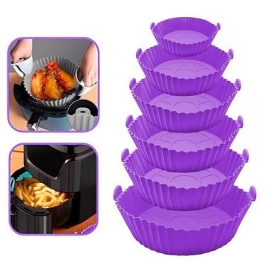 Imagem de Kit 6 Formas Para Air Fryer Forno Fritadeira Elétrica Forro Reutilizáv