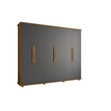 Imagem de Guarda-Roupa Casal 6 Portas 4 Gavetas Canadá Cinamomo/Grafite - RV Móveis