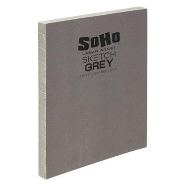 Imagem de SoHo Urban Artist Blocos de esboço encadernados abertos - blocos de esboço com encadernação copta aberta para desenho, caligrafia, qualquer mídia seca e muito mais! - [cinza - 28 x 35 - único]