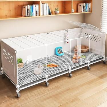 Imagem de Gaiola De Coelho Interna, Gaiola De Coelho Ornamental Transparente, Grande Espaço Interno Especial Coelheira, Com Bandeja E Rodas Universais, Black, 1 cm L x 1 cm W x 1 cm H