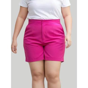 Imagem de Kit 3 Shorts Feminino Plus Size em Alfaiataria Cintura Alta e Modelage