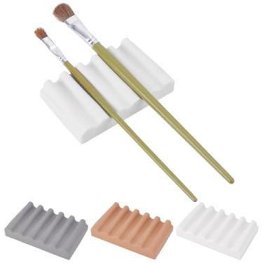 Imagem de WADORN Pacote com 3 porta-pincéis de tinta, 3 cores, ziguezague, autodrenagem, esponjas, sabonete, esponjas, para aquarela, sabonete, bandeja para banheiro, pia de cozinha, banheira, 11 x 7 cm