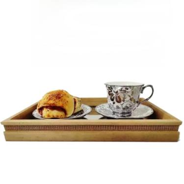 Imagem de Bandeja Espelhada de Madeira Pequena e Grande para Decoração, Cozinha, Salão, Cantinho do Café(Marrom claro,25x38cm)