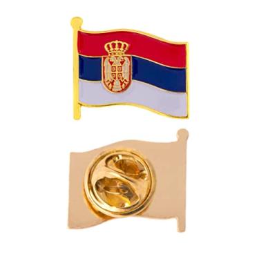 Imagem de Serbia Country esmalte feito de metal souvenir chapéu masculino feminino patriótico bandeira ondulada lapela pino)