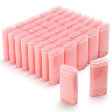 Imagem de Wesiti 100 recipientes de plástico vazios desodorante de viagem de 15 ml, tubos de bálsamo labial ovais para bálsamo labial DIY (rosa)
