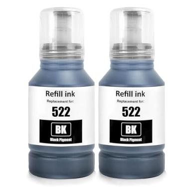 Imagem de Pacote com 2 frascos de refil de tinta preta Epson T522 522 para Ecotank ET-1110 ET-1810 ET 2800 ET 4800 ET2800 ET 2400 ET4800 ET 2803 ET-2720 ET-4700 ET-4810 ET-4810 ET- 2840 Impressora, 2 garrafas