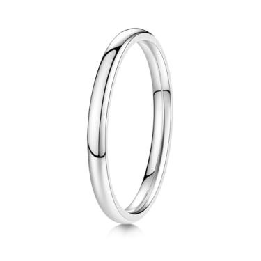Imagem de YOESDIE Aliança de casamento ouro prata 2 mm, 4 mm, 6 mm, 8 mm, 10 mm, titânio para homens e mulheres | Aliança de casamento simples, altamente polida, ajuste confortável, tamanho 5-15, 5, Titânio