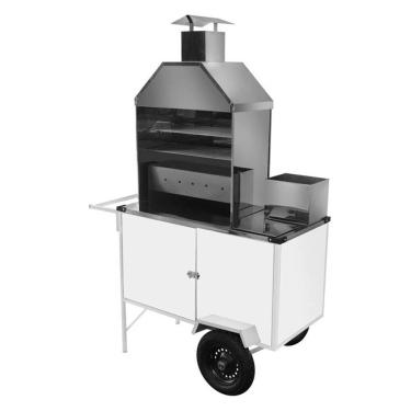 Imagem de Carrinho De Churrasco Cefaz Luxo Branco Rodas Pneumáticas Bl04p