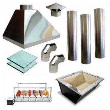 Imagem de Churrasqueira Completa 3Dutos 2 Curvas Grill Giratório