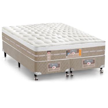 Imagem de Cama Box King Size Silver Star Air Com Molas Ensacadas 71x180x200cm Castor Branco Com Bege
