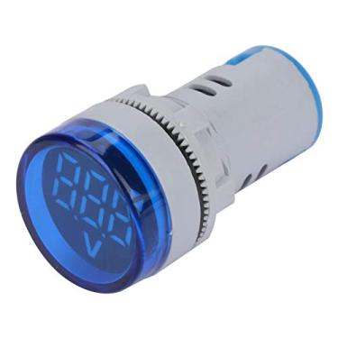 Imagem de LED Voltímetro Sinal Luz Display Digital Dc Tensão Medidor Indicador Redondo Lâmpada Tester, Alta Precisão Com Ampla Faixa de Medição 6-100v, Tamanho Compacto e Acabamento (Azul)