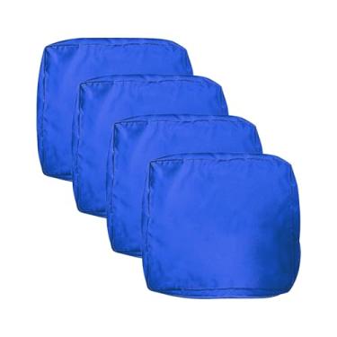 Imagem de VAKADO Conjunto de 4 capas de substituição de almofada de cadeira para móveis de pátio ao ar livre, azul, decorativas, para bancada, jardim, varanda, sofá, barraca (56 x 56 x 10 cm)