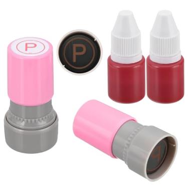 Imagem de PATIKIL Carimbos de letras, autotinta, 2 peças, alfabeto P, personagem, professor, tinta, refil de tinta para caderno de aula, scrapbook, artesanato, rosa