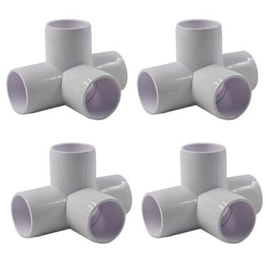 Imagem de PDETVEO 4 peças de encaixes de tubulação de cotovelo de PVC de 2,5 cm, conector de 4 vias, juntas de tubos resistentes para projetos DIY, estrutura de jardim, irrigador, sistema de irrigação por
