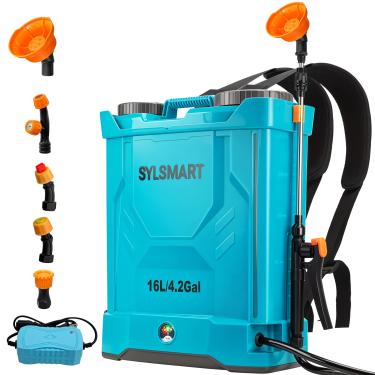 Imagem de Sylsmart Pulverizador De Mochila Movido A Bateria 4 Galões, Pressão Ajustável 120 Psi E Elétrico Leve, Para Jardim, Gramado Ervas Daninhas Com 5 Bicos Pulverização