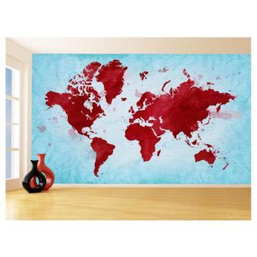 Imagem de Papel De Parede 3D Mapa Mundi Arte Cimento Cores 3,5M Nmu75 - Você Dec