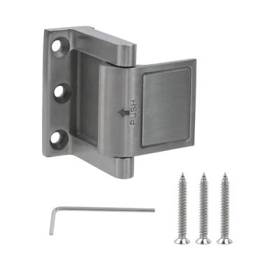 Imagem de UTALIND Fechadura de reforço de porta atualizada com design flip, trava de portas de segurança, travas de segurança para salas reforçadas dentro de casas, apartamentos, hotéis (prata)