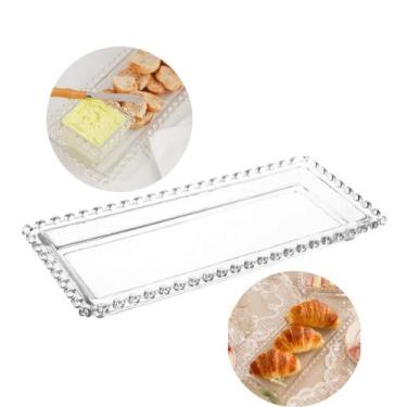 Imagem de Travessa Petisqueira Bandeja Retangular de Cristal Coração Lyor 30x13c