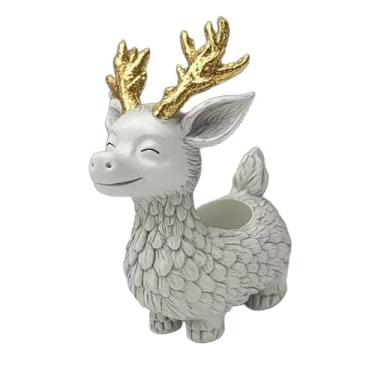 Imagem de Bothyi Vaso de resina para plantas de veado, coleção de vasos para flores, decoração criativa para casa, vaso para plantas de veado, para de rena para jardim, Rena Branca