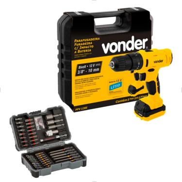 Imagem de Parafusadeira PFV120I a Bateria 12v Vonder+Jogo de Bits 43 Peças Bosch
