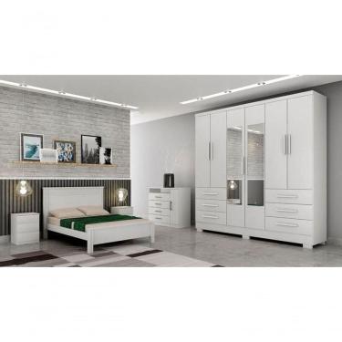 Imagem de Guarda Roupa Solteiro Com Espelho Com Pés 6 Portas 6 Gavetas - Encant-branco - Móveis Horizonte