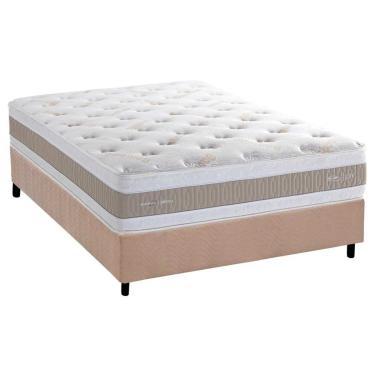 Imagem de Cama Box Casal: Colchão Molas Ensacadas Herval Royals Sleep C1666 + Base CRC Suede Clean (138x188x35)