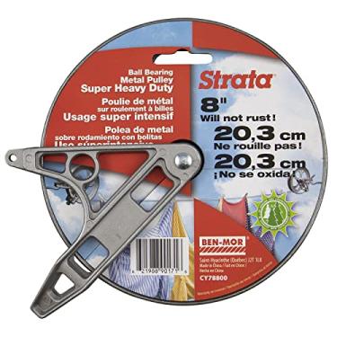 Imagem de Strata Polia de varal estilo rolamento de esferas - metal resistente de 20 cm, prata à prova de ferrugem para secagem de roupas ao ar livre, polia de linha para roupas, casacos, cobertores e mais
