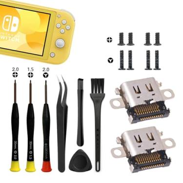 Imagem de MYPUQIAO 2 Pack Replacement Type-C Charging Port for Nintendo Switch Lite, USB-C Charger Socket Connector Repair Kit with Tools And Screws (Compatible with Switch Lite Only, Not for Switch/OLED)