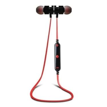 Imagem de Fone de Ouvido Bluetooth sem fio, Microfone, Com Ímã, 4 Horas de Musica, Vermelho