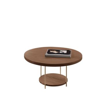 Imagem de Mesa de Centro Redonda Zentral Pés em Aço Castanho EdeCasaMoveis