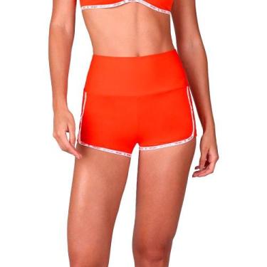 Imagem de Shorts Alto Giro Mini Com Elástico Personalizado Feminino, Laranja, M