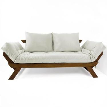 Imagem de Sofá Japão Futon Acquablock Branco Off Madeira Cor Imbuia