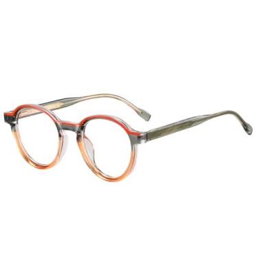 Imagem de Armações de óculos retrô oval feminino de duas cores, armação masculina, laranja, chá verde, tamanho único
