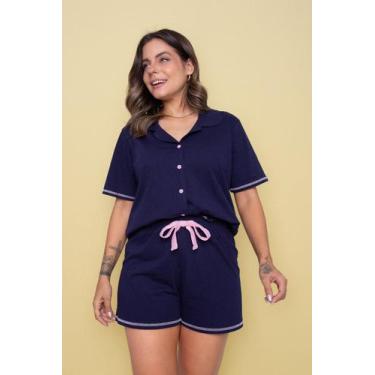 Imagem de Pijama Americano Algodão Curto All Marinho - Pink Dream, G