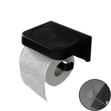 Imagem de Porta Papel Higiênico Papeleira de Parede com Adesivo Preto - Eleve PPE100PTF Ou