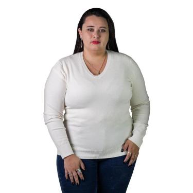 Imagem de Suéter Feminino City Lady by Facinelli Plus Size 658122 Offwhite-Feminino