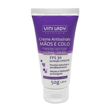 Imagem de Creme Antissinais Mãos e Colo FPS 30 Proteção UVA/UVB 50g Vini Lady-Unissex