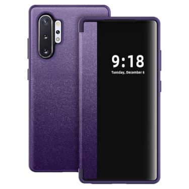 Imagem de Capa flip para Samsung Galaxy Note 10 Plus S View, capa protetora de 360 graus para Samsung Note 10 Plus, capa flip para Samsung Note10 Plus 6,8 polegadas (roxa)