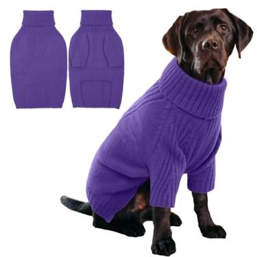 Imagem de IECOii Suéter de cachorro 2GG, suéter de malha térmica para cães grandes com manga, moletom com gola rolê para cães extra grandes, meninos e meninas, roupas de frio para cães grandes e elásticos