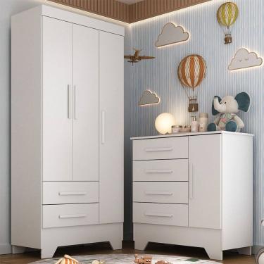 Imagem de Quarto Infantil Completo Soninho 4 Portas 6 Gavetas Branco - Panorama Móveis