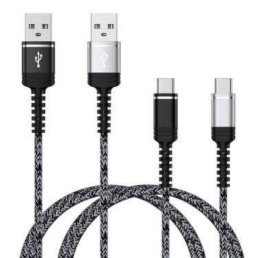 Imagem de Cabo USB para USB C 3FT carregador de telefone Android Nylon trançado cabo de carregamento rápido para Samsung Galaxy A56 A16 5G A36 S25 Ultra S25+ S24 FE, pacote com 2 cabos USB tipo C 3.1A para