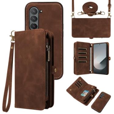 Imagem de Asuwish Capa de celular para Samsung Galaxy Z Fold 6 5G 2024 com zíper carteira destacável com protetor de tela de vidro temperado alça transversal flip porta-cartões ZFold6 Z6 G Fold6 6Z mulheres