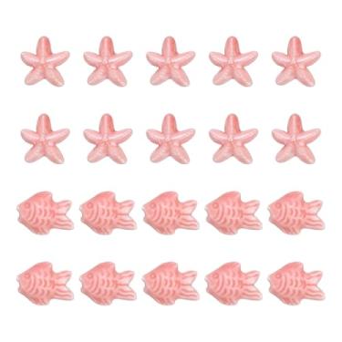 Imagem de PATIKIL 20 peças de contas de porcelana de estrela do mar, 8 mm de cerâmica oceânica, espaçador, contas soltas para pulseira, colar, brinco, joias, artesanato, rosa, rosa