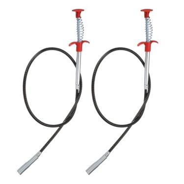 Imagem de HARFINGTON 2 peças Ferramenta de coleta de garra flexível 1,2 cm de diâmetro. 89 cm 4 garras gancho de limpeza de aço inoxidável desentupir pia esgoto ralo de cabelo ferramenta de limpeza desentupidor