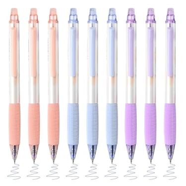 Imagem de M&G 12 canetas de gel apagáveis, caneta de tinta azul retrátil de ponta fina de 0,5 mm com borracha, aderência confortável de escrita suave para planejar e palavras cruzadas (tinta azul)